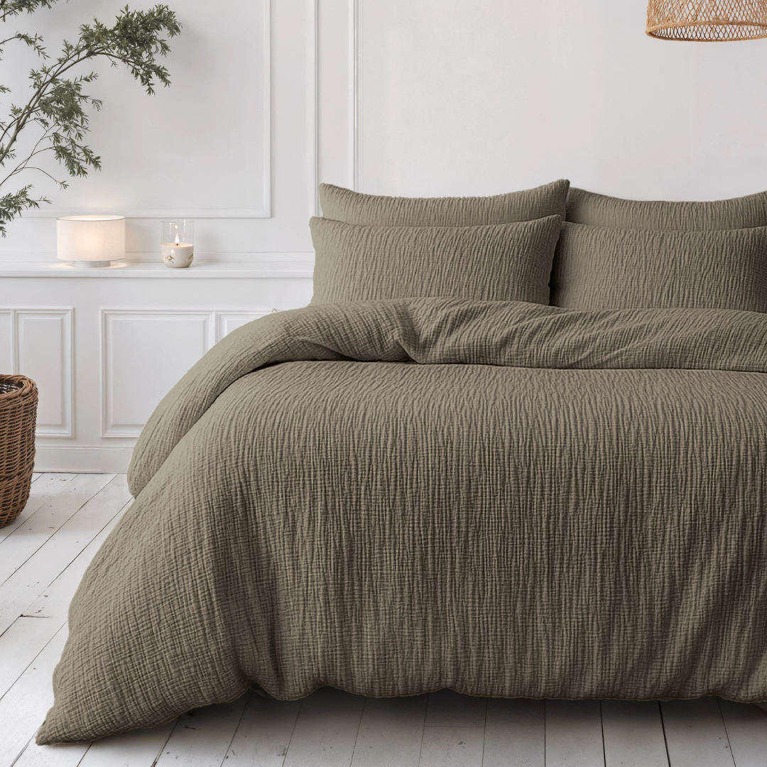 Abrigu Original Dekbed Mousseline Taupe - Voor het hele jaar