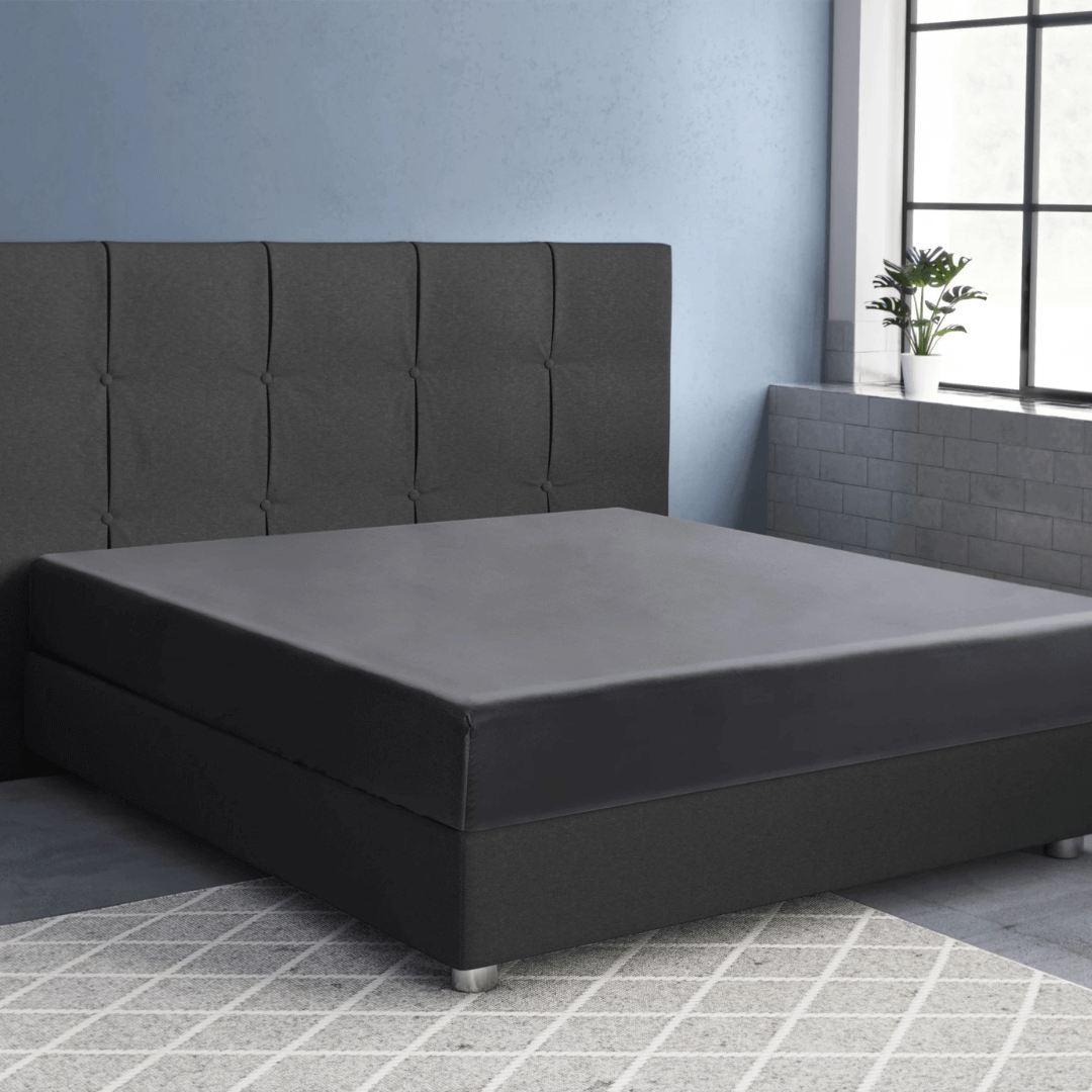 Katoensatijn Antraciet - Hoeslaken