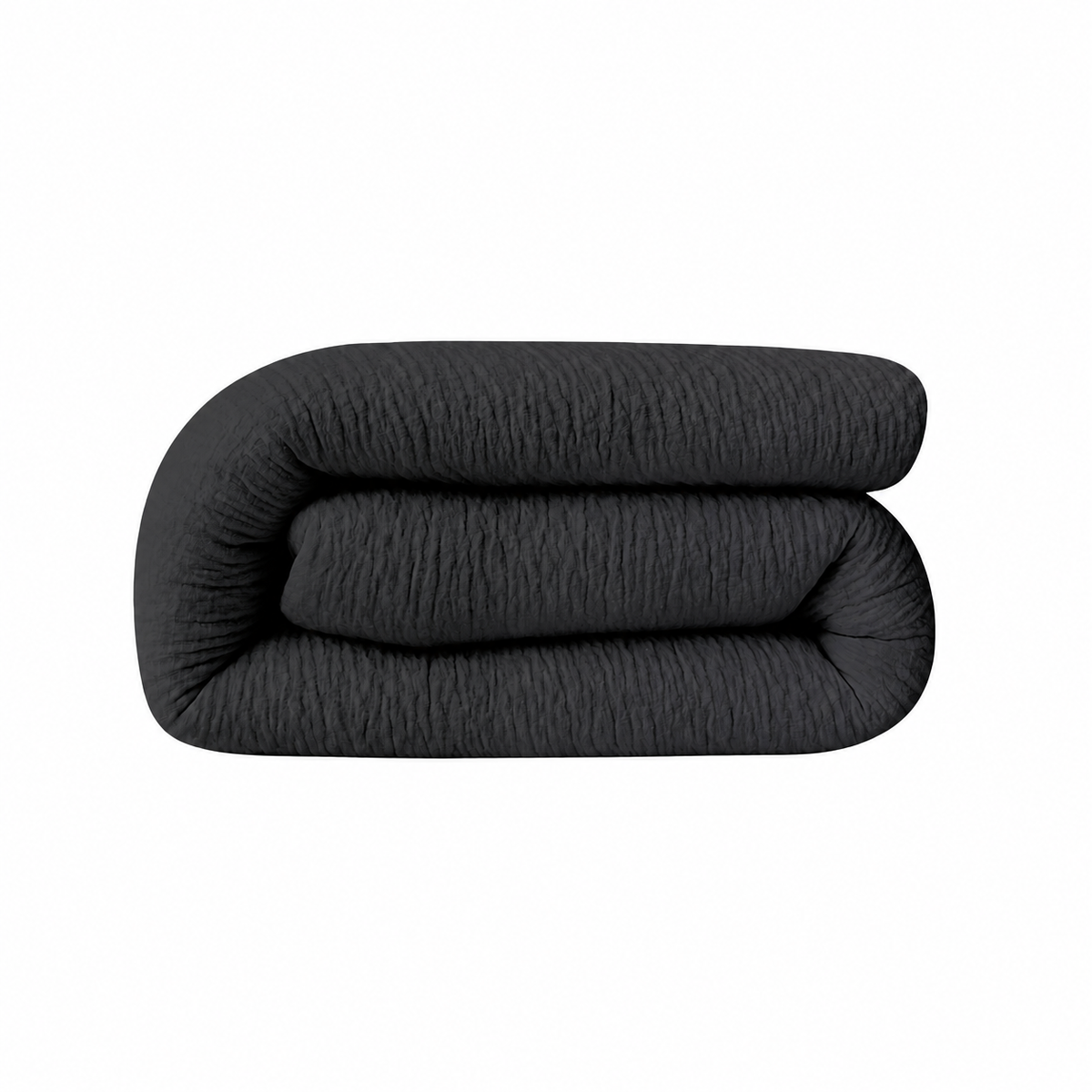Abrigu Original mousseline dekbed Donkergrijs, opgevouwen op een witte achtergrond