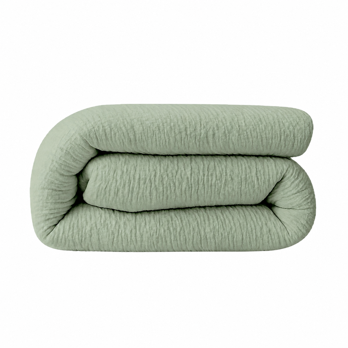 Abrigu Original mousseline dekbed Moss Groen, opgevouwen op een witte achtergrond