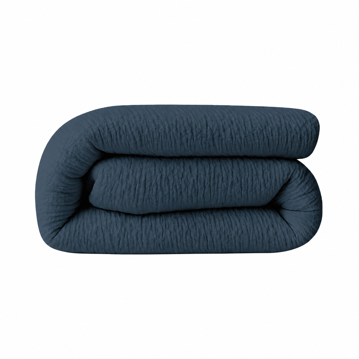Abrigu Original mousseline dekbed Petrol, opgevouwen op een witte achtergrond