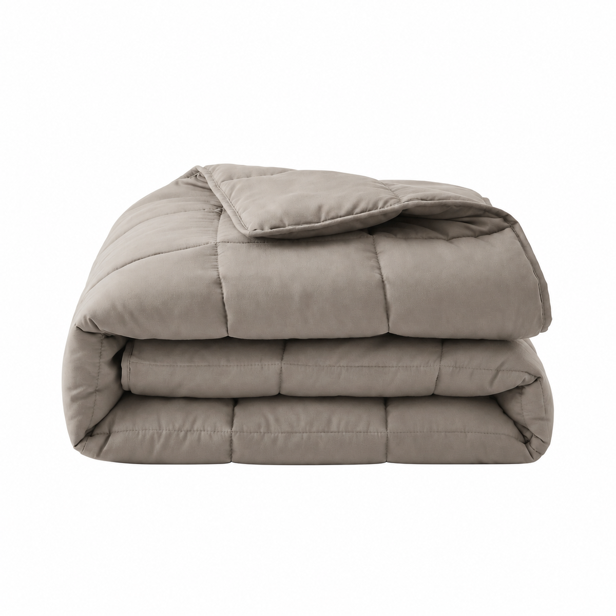 Abrigu Percale taupe – opgevouwen dekbed op witte achtergrond