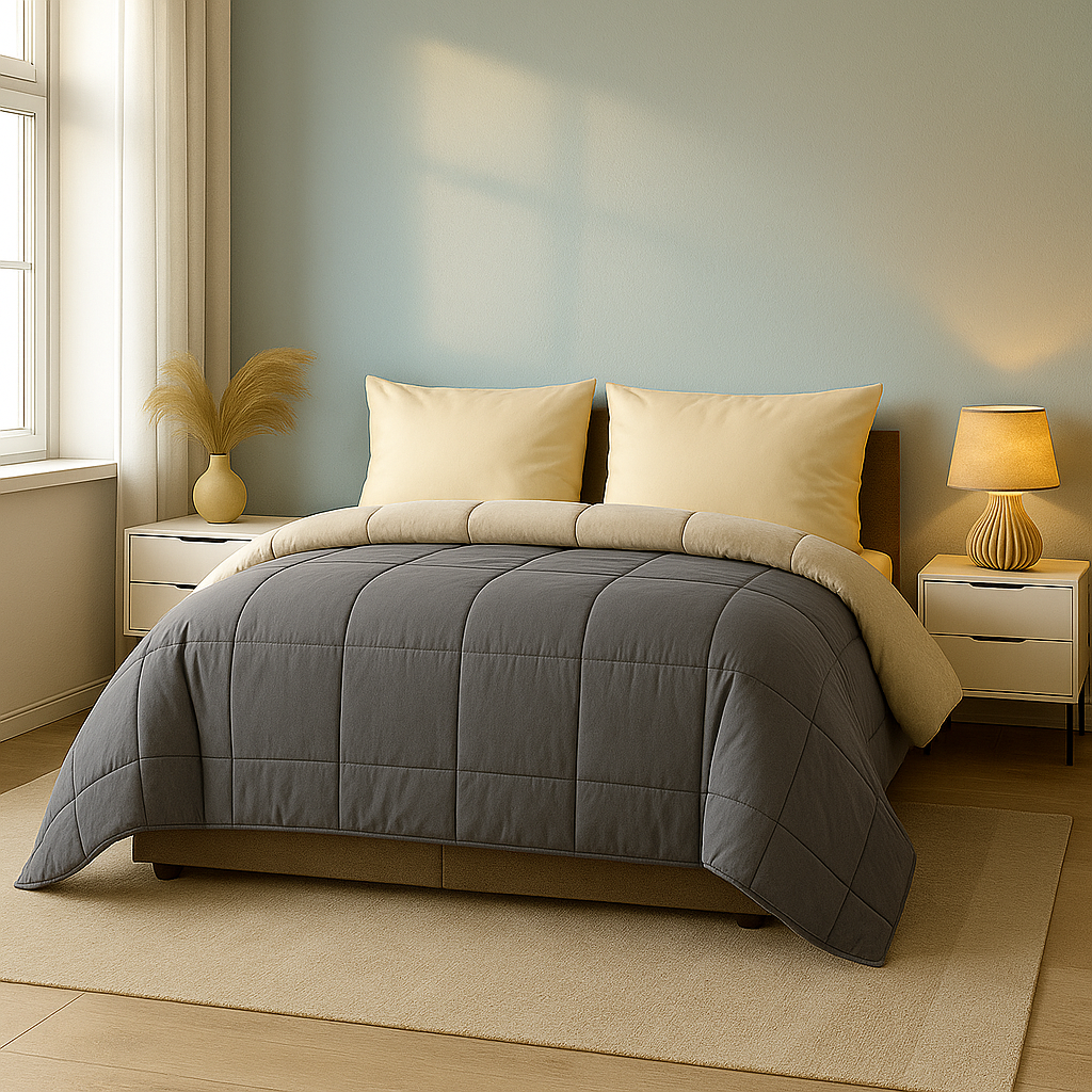 Easybed bundel met vaste overtrek, kussenslopen en hoofdkussen(s). Luxe en comfortabel beddengoed van Abrigu, ontworpen voor gemak en een heerlijke nachtrust.