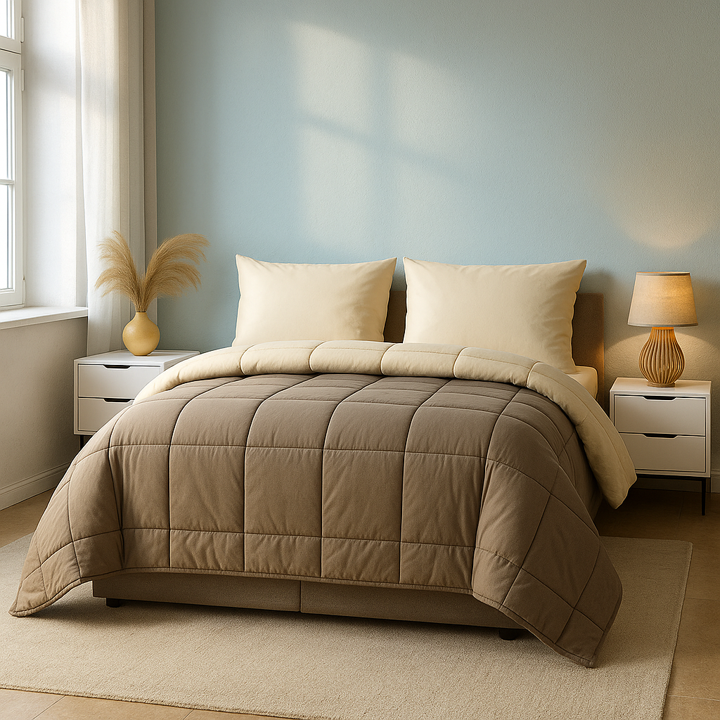 Easybed bundel met vaste overtrek, kussenslopen en hoofdkussen(s). Luxe en comfortabel beddengoed van Abrigu, ontworpen voor gemak en een heerlijke nachtrust.